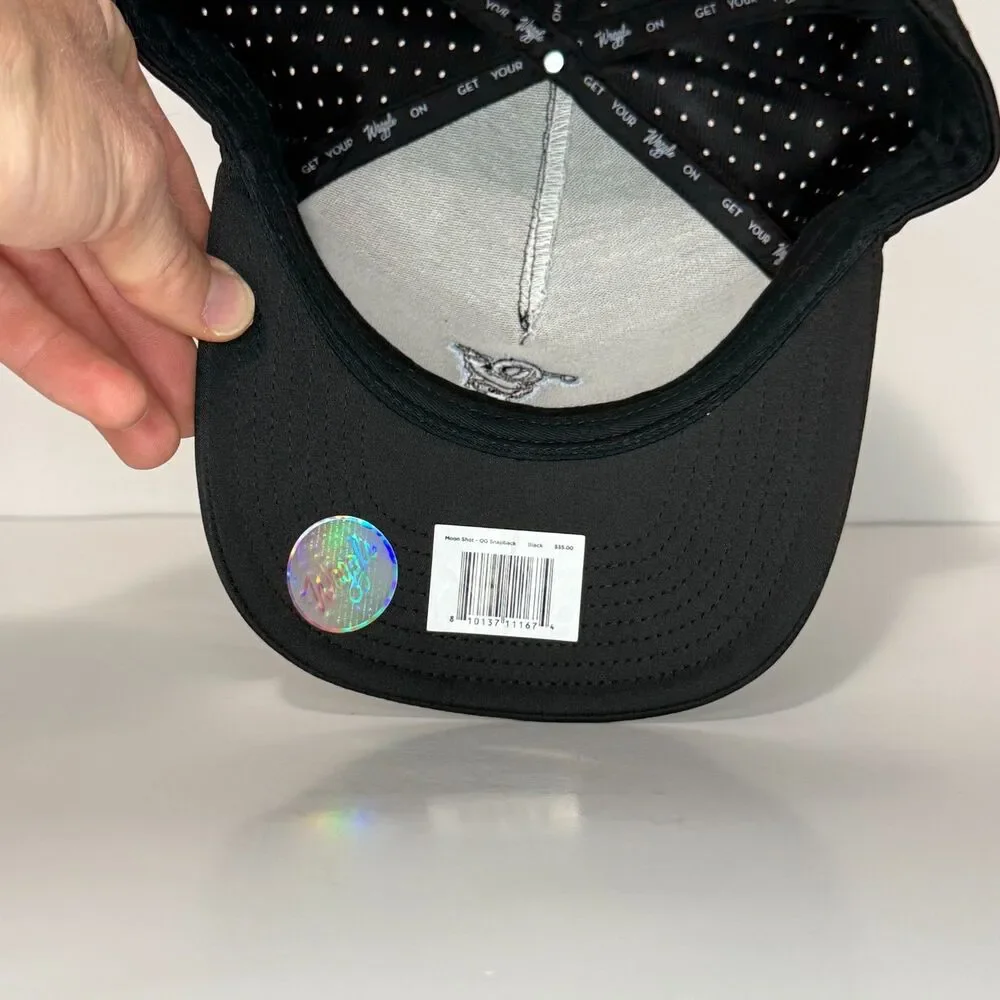 Waggle Moon Shot OG Snapback Hat Black Golf Astronaut Logo Adjustable Cap